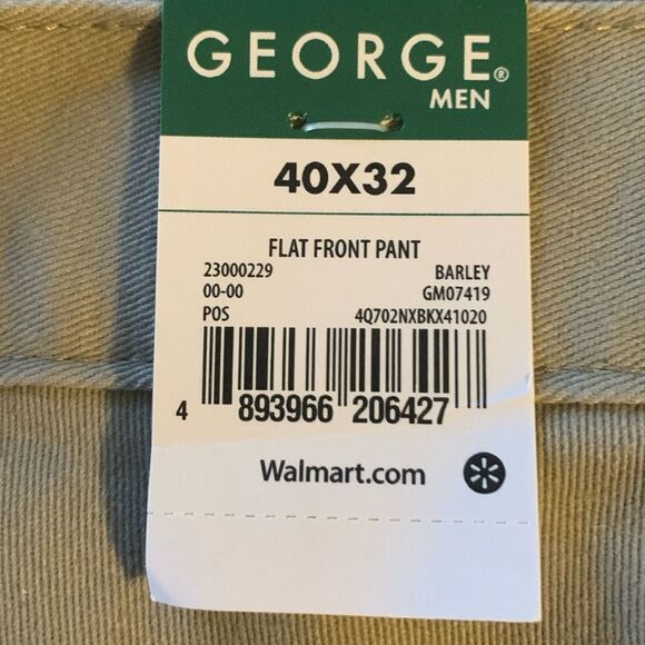 NWT George Walmart Flat Front Khaki Pants Business Casual Men’s 40 x 32 - Picture 2 of 6